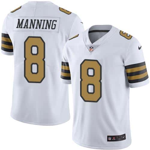 Saints #8 Archie Manning White Stitched Limited Rush Nike Jersey