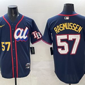 American League #57 Drew Rasmussen Navy 2025 All-Star Edition Limited Stitched Jersey