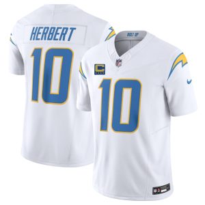 Los Angeles Chargers #10 Justin Herbert White 2025 F.U.S.E With 4-Star C Patch Vapor Limited Stitched Jersey