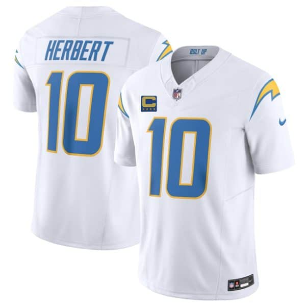 Los Angeles Chargers #10 Justin Herbert White 2025 F.U.S.E With 4-Star C Patch Vapor Limited Stitched Jersey