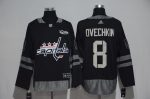 Washington Capitals #8 Alex Ovechkin Black 1917-2017 100th Anniversary Stitched Jersey