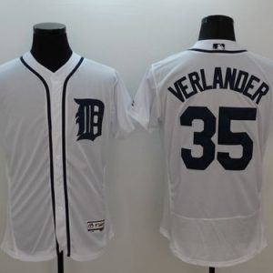 Tigers #35 Justin Verlander White Flexbase Authentic Collection Stitched Jersey