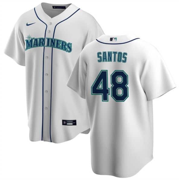 Seattle Mariners #48 Gregory Santos White Cool Base Stitched Jersey