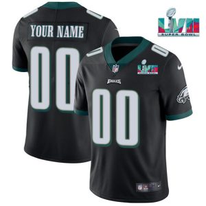 Philadelphia Eagles Custom Black Super Bowl LVII Patch Vapor Untouchable Limited Stitched Jersey