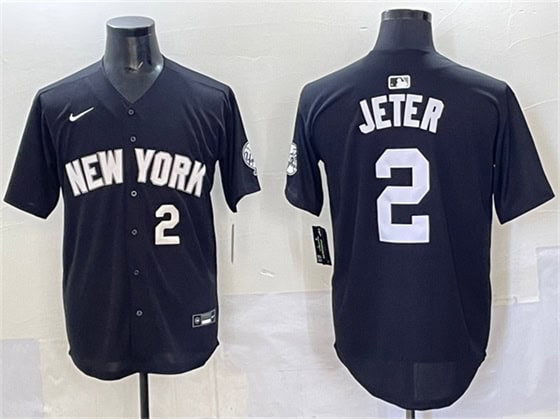 New York Yankees #2 Derek Jeter Black Limited Stitched Jersey
