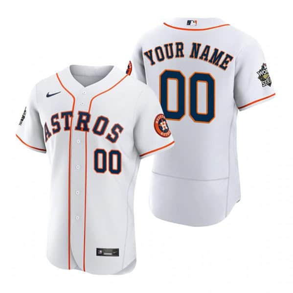 Houston Astros Customized White 2022 World Series Flex Base Stitched Baseball Jersey