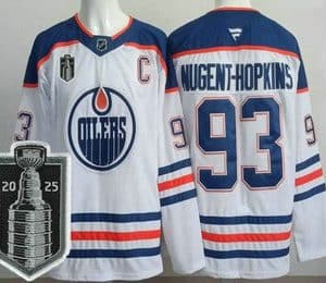 Edmonton Oilers #93 Ryan Nugent Hopkins White 2025 Stanley Cup Final Authentic Jersey