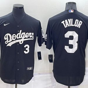Los Angeles Dodgers #3 Chris Taylor Black Cool Base Stitched Baseball Jersey