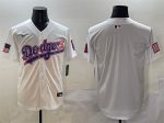 Los Angeles Dodgers Blank White With American Flag Patch Limited Stitched Jersey