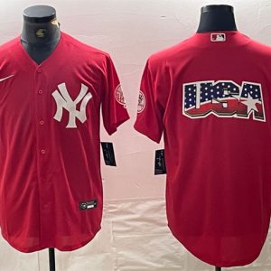 New York Yankees Red Team Big Logo Cool Base Stitched Jersey
