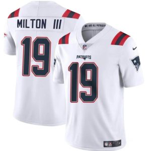 New England Patriots #19 Joe Milton III White 2024 Vapor Limited Stitched Jersey