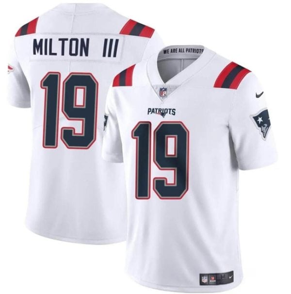 New England Patriots #19 Joe Milton III White 2024 Vapor Limited Stitched Jersey