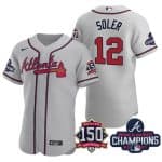 Atlanta Braves #12 Jorge Soler 2021 Gray World Series Champions With 150th Anniversary Flex Base Stitched Jersey
