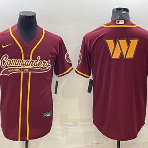 Washington Commanders Burgundy Team Big Logo With Patch Cool Base Stitched Baseball Jersey