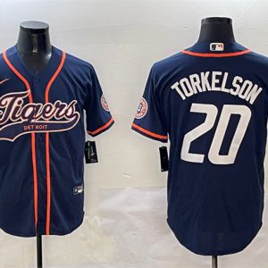Detroit Tigers #20 Spencer Torkelson Navy With Patch Cool Base Stitched Jersey