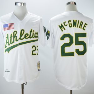 Oakland Athletics #25 Mark McGwire White 1989 Throwback Stitched Jersey