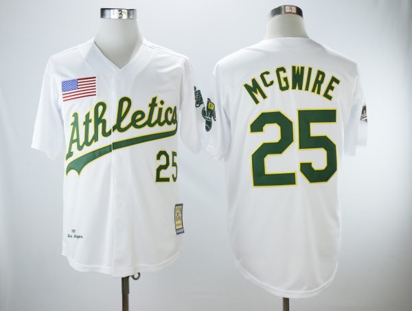 Oakland Athletics #25 Mark McGwire White 1989 Throwback Stitched Jersey