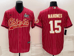 Kansas City Chiefs #15 Patrick Mahomes Red With Super Bowl LVII Patch Cool Base Stitched Baseball Jersey