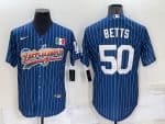 Los Angeles Dodgers #50 Mookie Betts Navy Mexico Rainbow Cool Base Stitched Baseball Jersey
