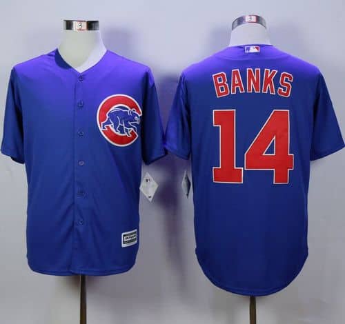 Cubs #14 Ernie Banks Blue New Cool Base Stitched Jersey