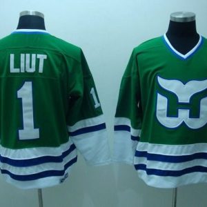 Whalers #1 Mike Liut Stitched CCM Throwback Green Jersey