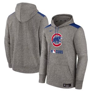 Chicago Cubs Heather Charcoal Collection Performance Pullover Hoodie
