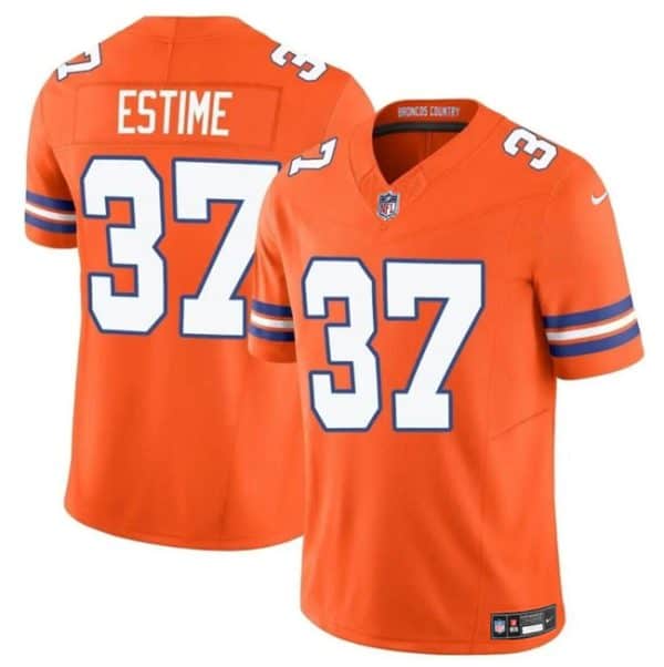 Denver Broncos #37 Audric Estime Orange F.U.S.E. Mile High Collection 1977 Throwback Vapor Limited Stitched Jersey