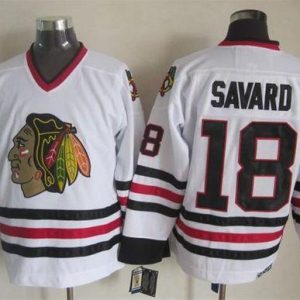 Blackhawks #18 Denis Savard White CCM Throwback Stitched Jersey