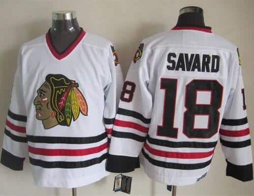 Blackhawks #18 Denis Savard White CCM Throwback Stitched Jersey