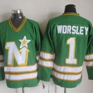 Stars #1 Gump Worsley Green CCM Throwback Stitched Jersey