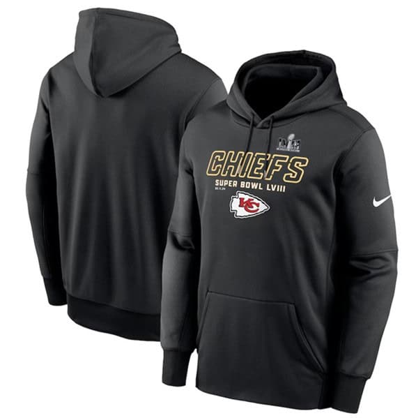 Kansas City Chiefs Black Super Bowl LVIII Iconic Pullover Hoodie