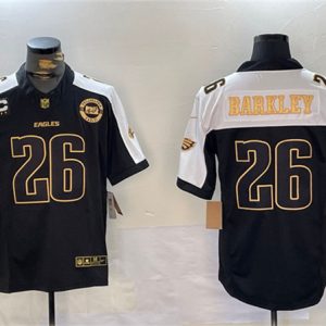 Philadelphia Eagles #26 Saquon Barkley Black Gold 2024 New F.U.S.E. With 3-Star C Patch Stitched Jersey