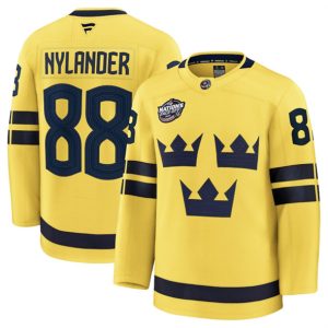 Sweden #88 William Nylander Yellow 2025 4 Nations Face-Off Premium Stitched Jersey