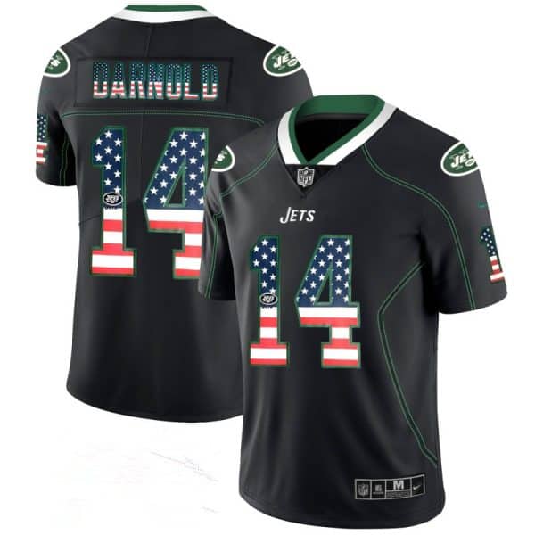 New York Jets #14 Sam Darnold 2018 Black USA Flag Color Rush Limited Fashion Stitched Jersey