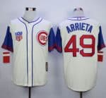 Cubs #49 Jake Arrieta Cream Blue 1942 Turn Back The Clock Stitched Jersey