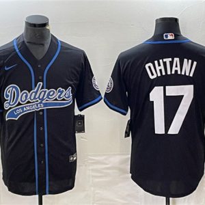 Los Angeles Dodgers #17 Shohei Ohtani Black Cool Base With Patch Stitched Jersey