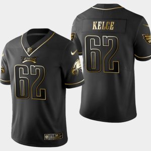 Philadelphia Eagles #62 Jason Kelce Black Golden Edition Stitched Jersey