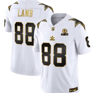 Dallas Cowboys #88 CeeDee Lamb White Gold F.U.S.E. With Established In 1960 Patch Vapor Limited Stitched Jersey