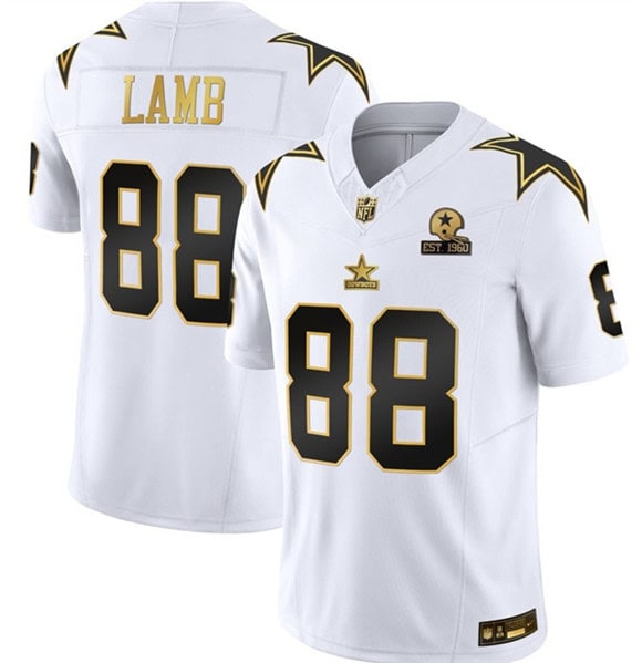Dallas Cowboys #88 CeeDee Lamb White Gold F.U.S.E. With Established In 1960 Patch Vapor Limited Stitched Jersey