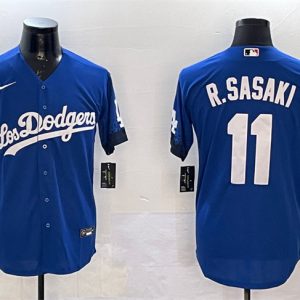 Los Angeles Dodgers #11 Roki Sasaki Royal City Connect Cool Base Stitched Jersey