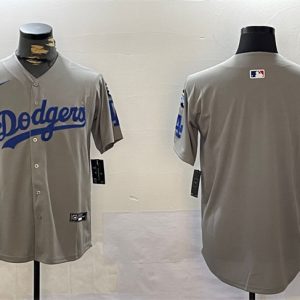 Los Angeles Dodgers Blank Gray 2024 World Series Champions With Fernando Memorial Patch Limited Stitched Jersey