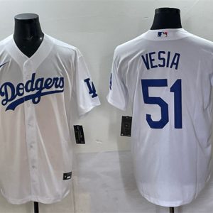 Los Angeles Dodgers #51 Alex Vesia White Cool Base Stitched Jersey