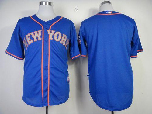 Mets Blank Blue Alternate Road Cool Base Stitched Jersey