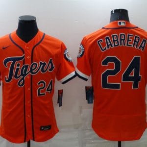 Detroit Tigers #24 Miguel Cabrera Orange Flex Base Stitched Jersey