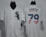 White Sox #79 Jose Abreu White(Black Strip) USA Flag Fashion Stitched Jersey