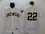 Milwaukee Brewers #22 Christian Yelich Blank 2020 White Golden Flex Base Stitched Jersey