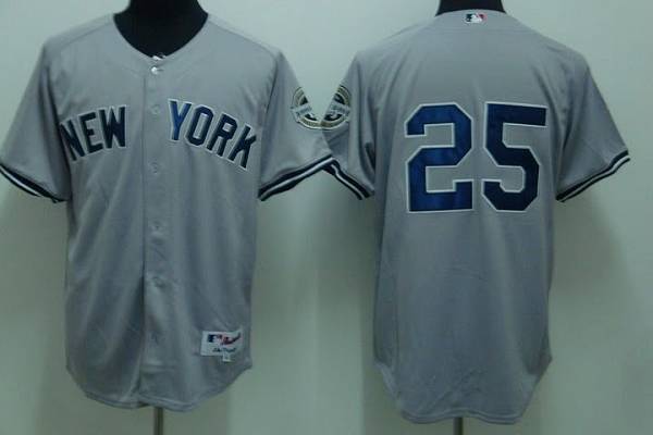 Yankees #25 Mark Teixeira Stitched Grey Jersey