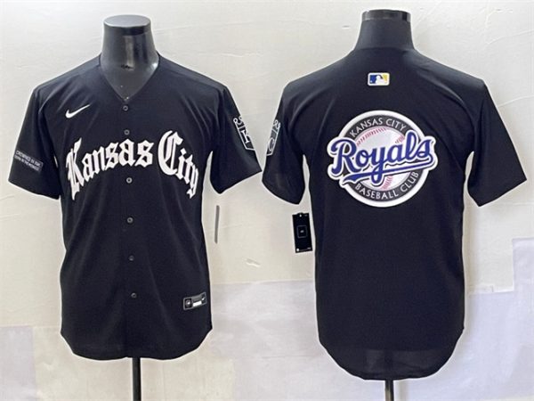 Kansas City Royals Team Big Logo Black 'Gothic Crown Edition' Vapor Premier Limited Stitched Jersey