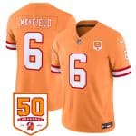 Tampa Bay Buccaneers #6 Baker Mayfield Orange 2025 F.U.S.E. 50th Anniversary Patch Vapor Untouchable Limited Stitched Jersey