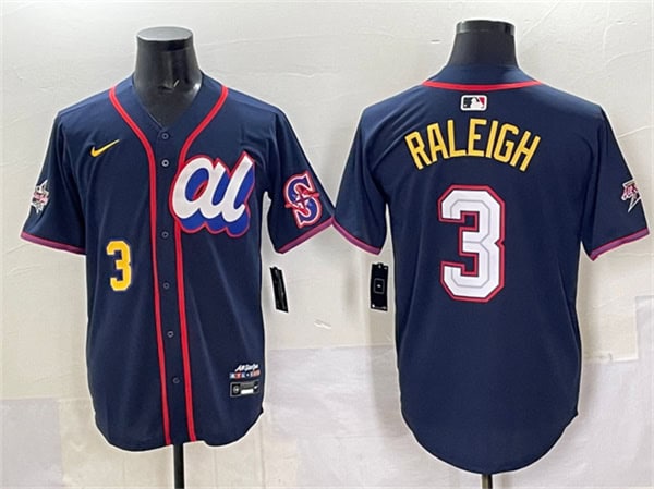 American League #3 Cal Raleigh Navy 2025 All-Star Edition Limited Stitched Jersey